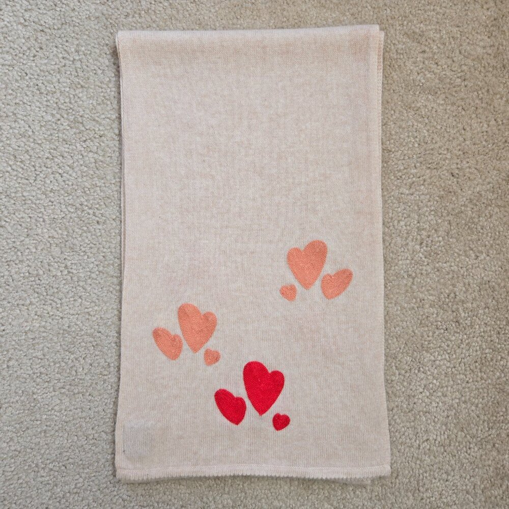 100% Cashmere Embroidered Heart Scarf Aviva Stanoff - Picture 8 of 9